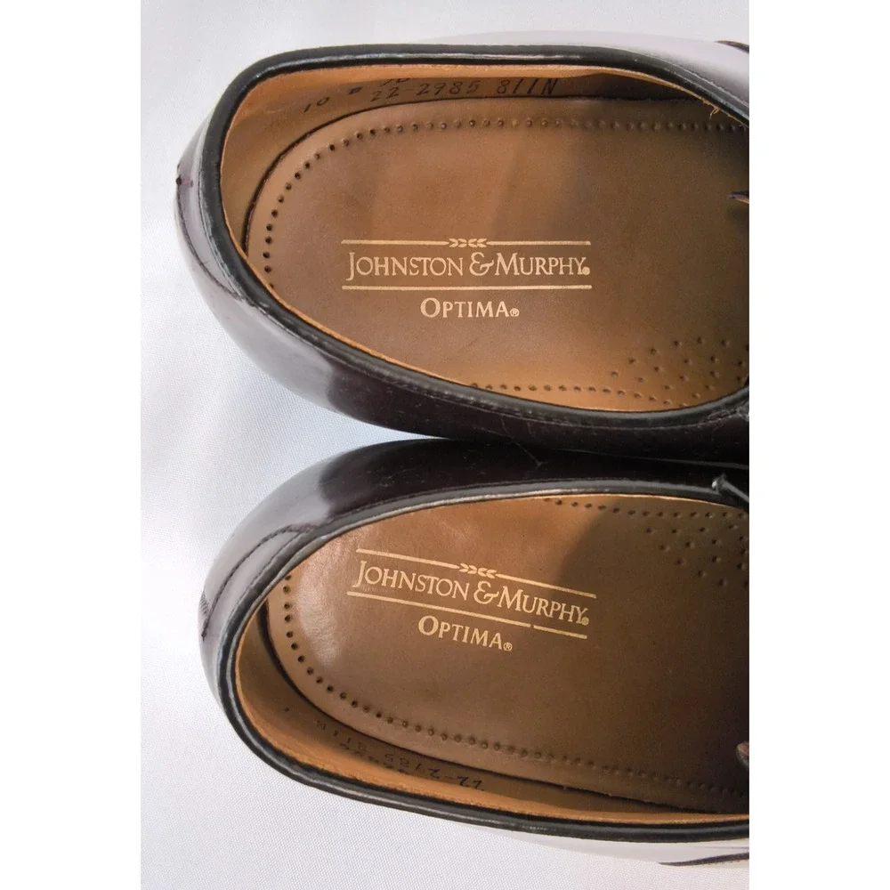 Johnston & Murphy Optima Dress Shoes Men's 10 D Cap Toe Burgundy Oxfords #W5266